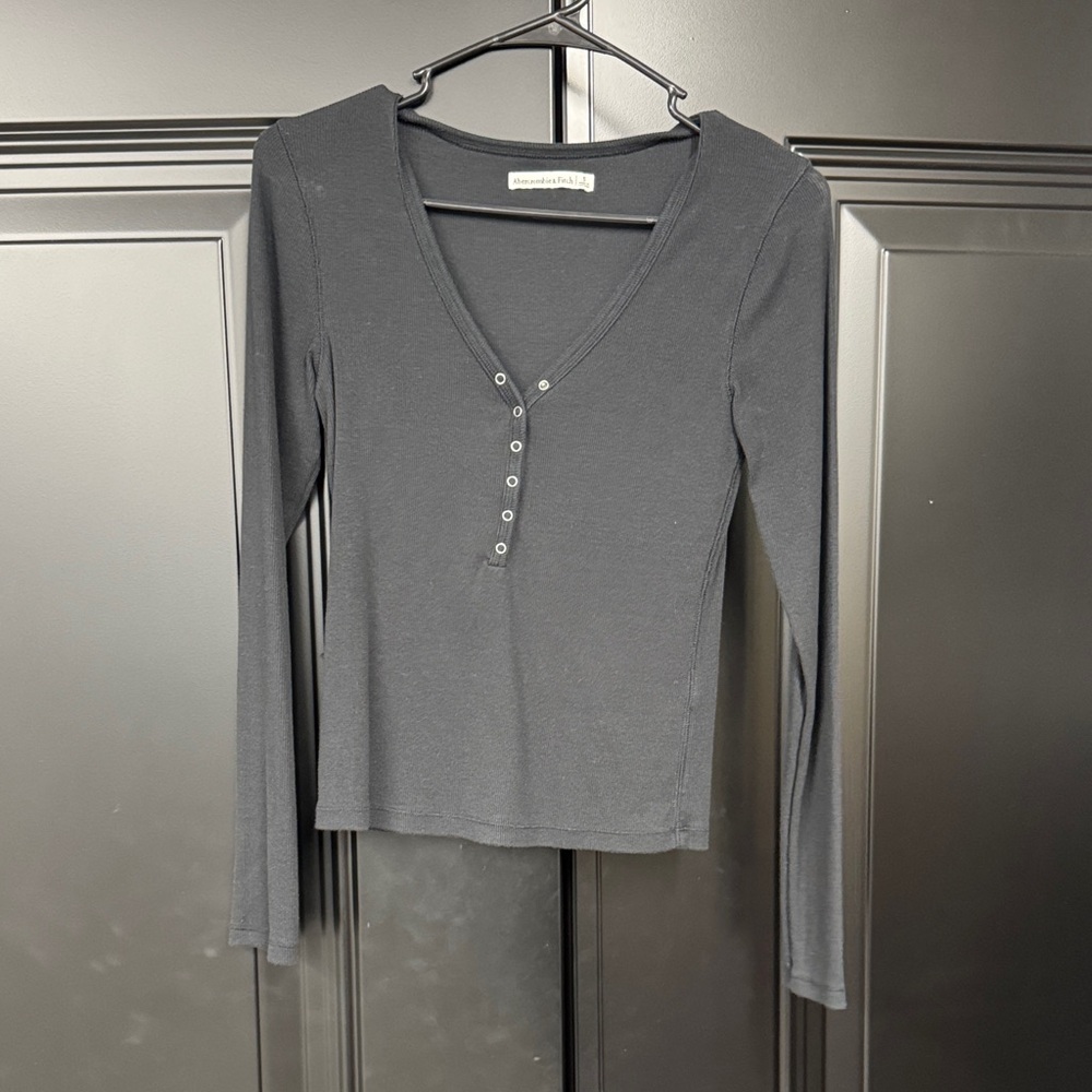 Abercrombie and Fitch Black Henley Top